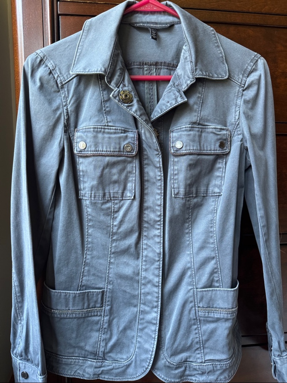 White House Black Market Women’s Gray Utility Jacket - Lightweight Casual Coat